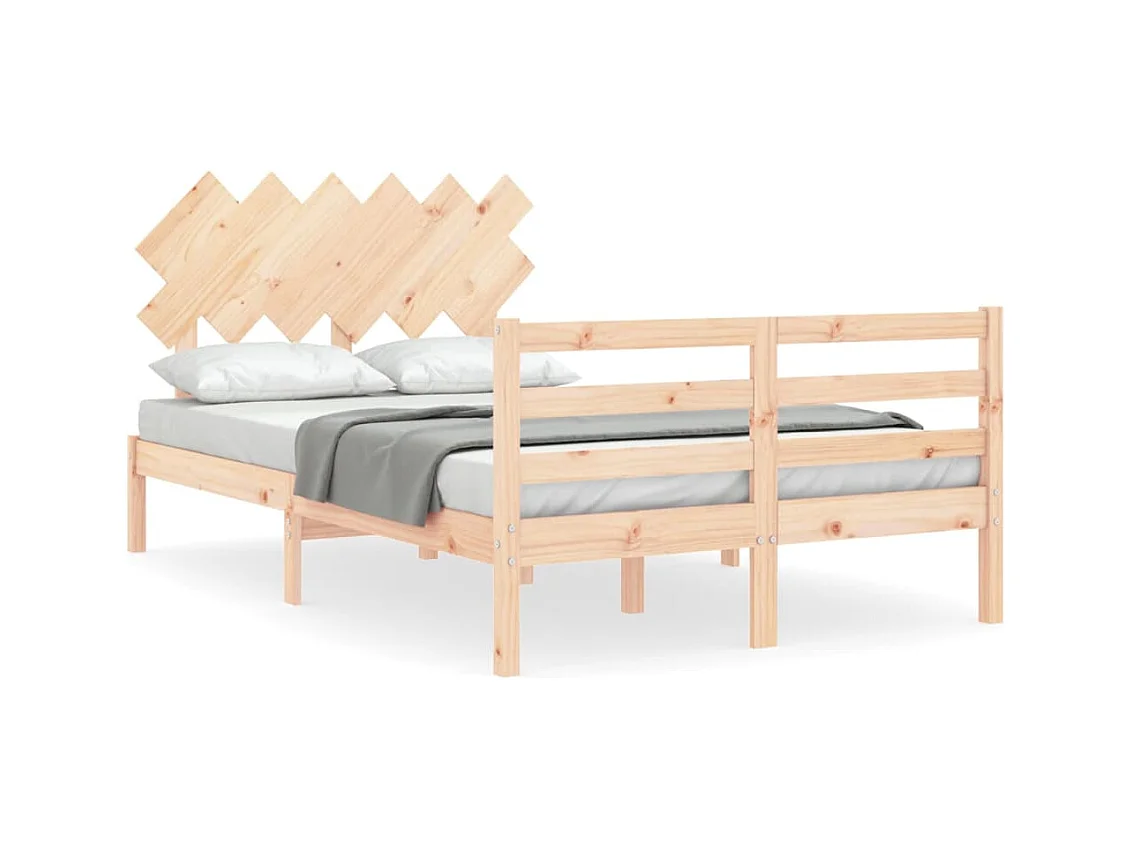 Bedframe met hoofdbord massief hout 120x200 cm
