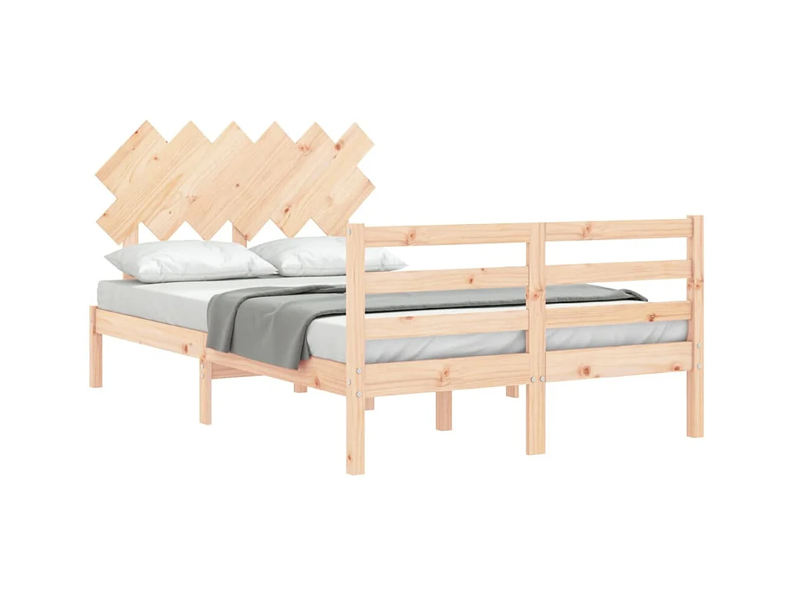 Bedframe met hoofdbord massief hout 120x200 cm
