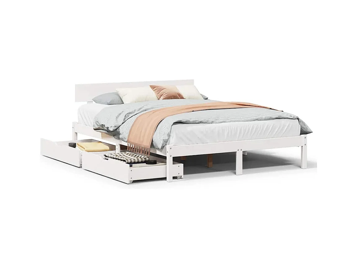 Cadre de lit sans matelas blanc 120x200 cm bois de pin massif