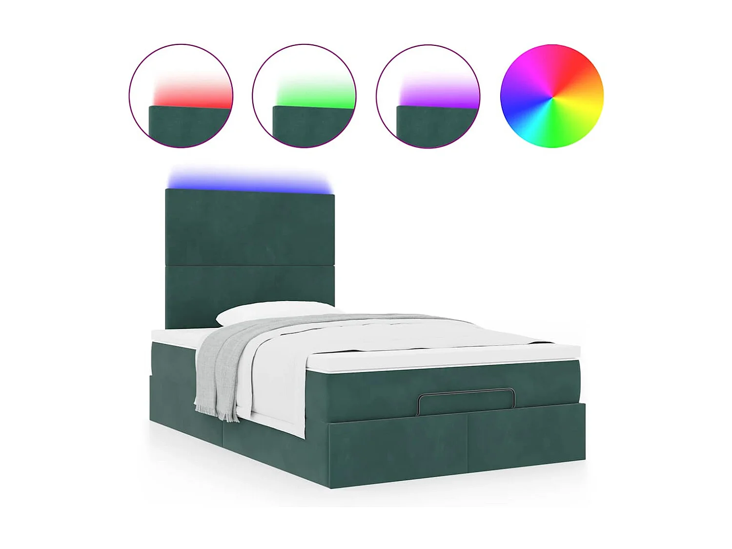 Cadre de lit ottoman avec matelas vert foncé 120x200 cm velours