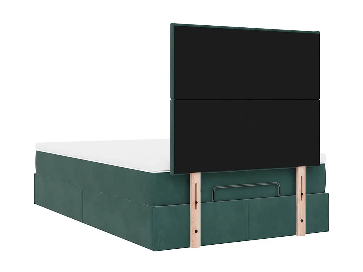 Cadre de lit ottoman avec matelas vert foncé 120x200 cm velours