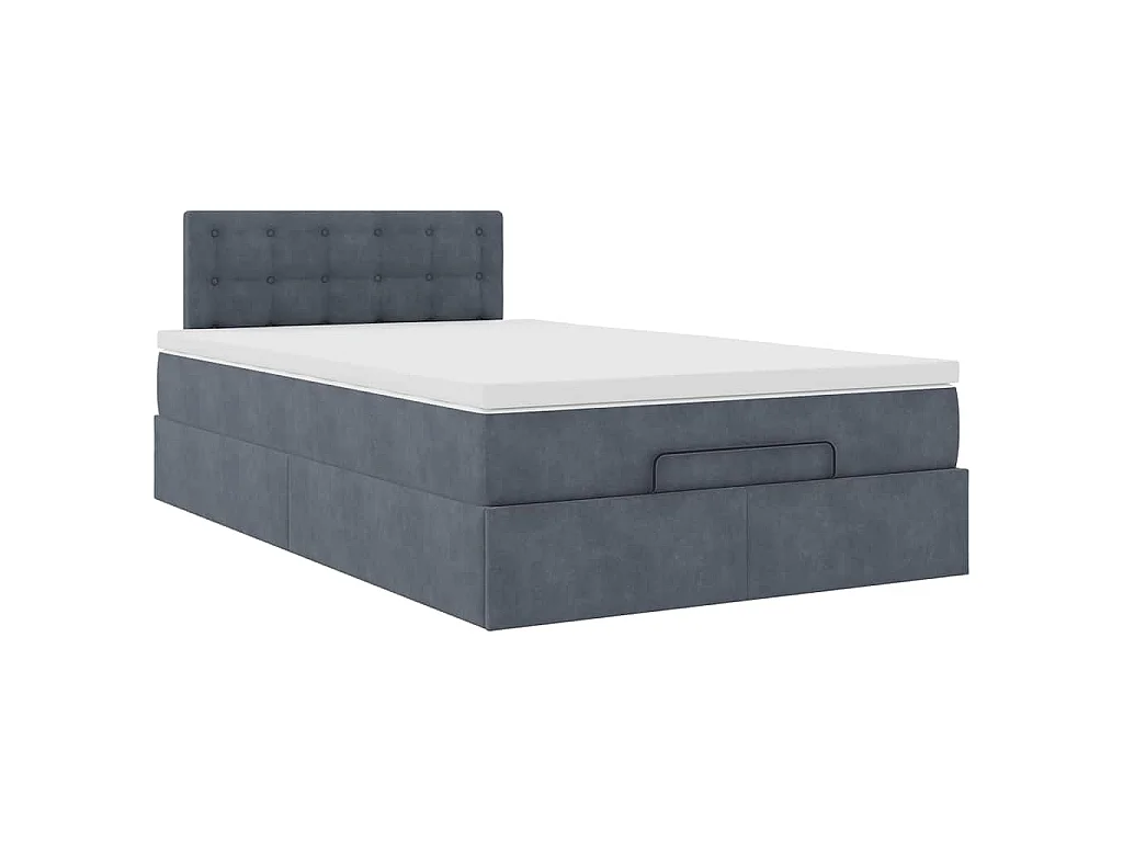 Cama otomana con colchón 120x190 cm terciopelo gris oscuro