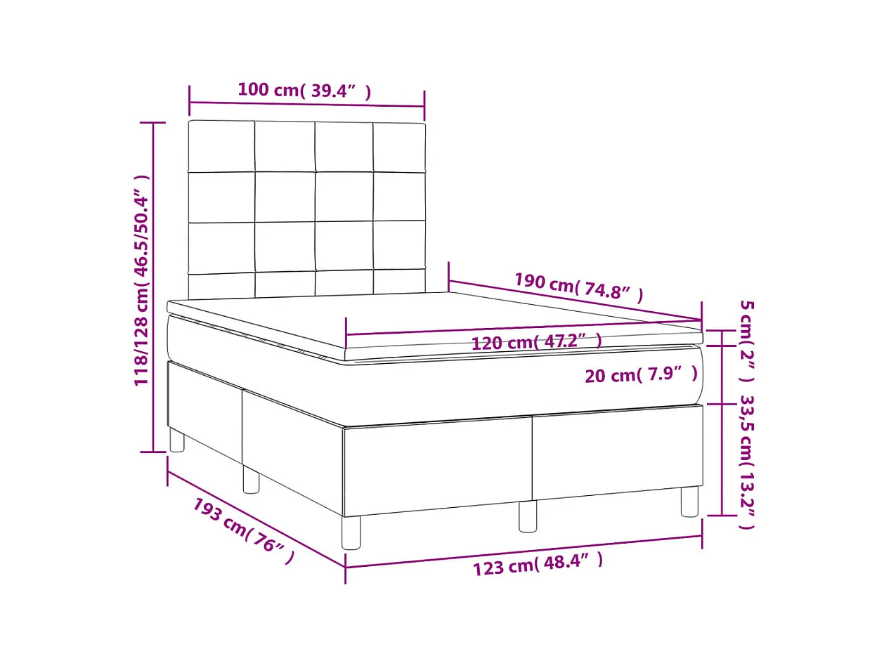 Sommier à lattes de lit avec matelas taupe 120x190 cm tissu
