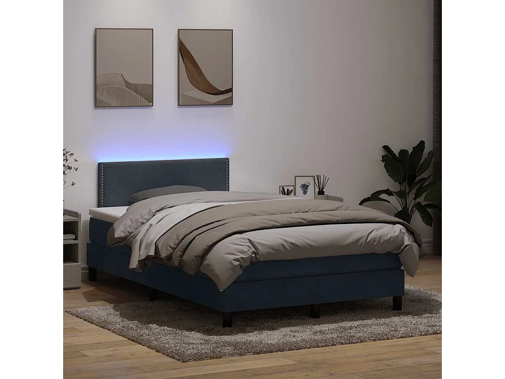 Boxspringbett mit Matratze & LED Dunkelgrau 120x210 cm Samt