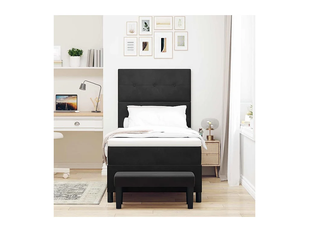 Boxspring bed met matras Zwart 100 x 200 cm Fluweel