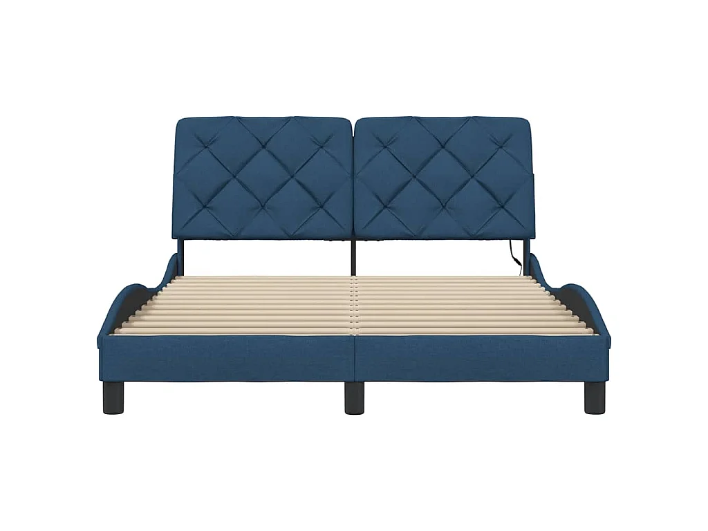 Bettgestell mit LED ohne Matratze Blau 120x200 cm Stoff