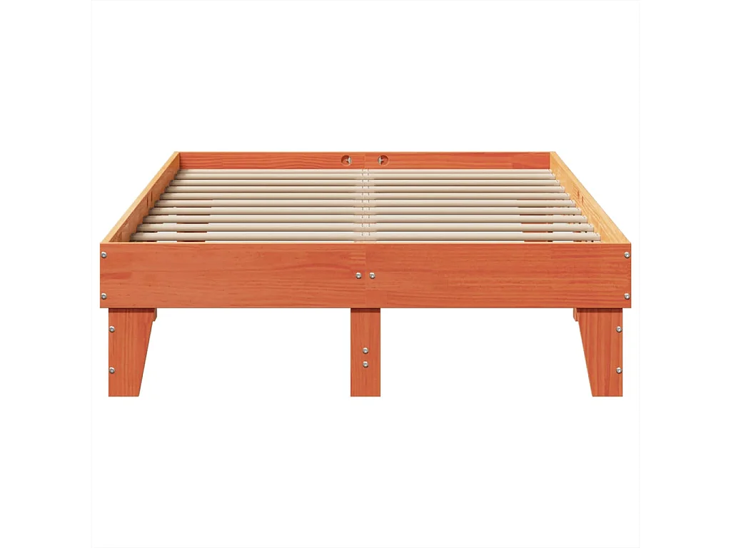 Cama sin colchón madera maciza de pino marrón cera 120x200 cm