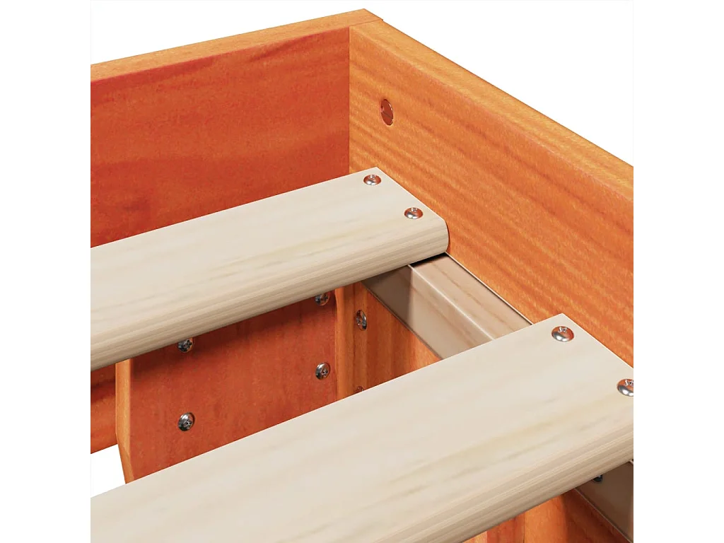 Cama sin colchón madera maciza de pino marrón cera 120x200 cm