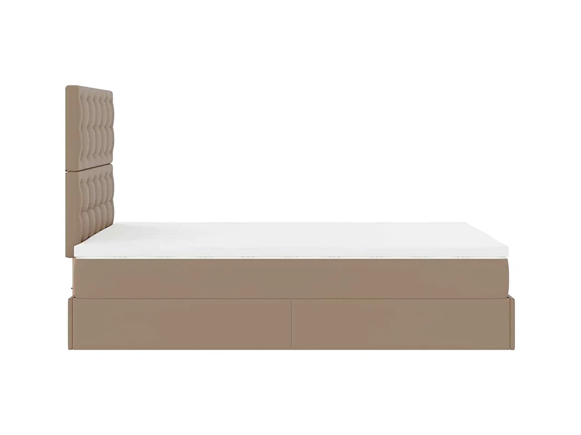 Cadre de lit ottoman et matelas cappuccino 120x200cm similicuir