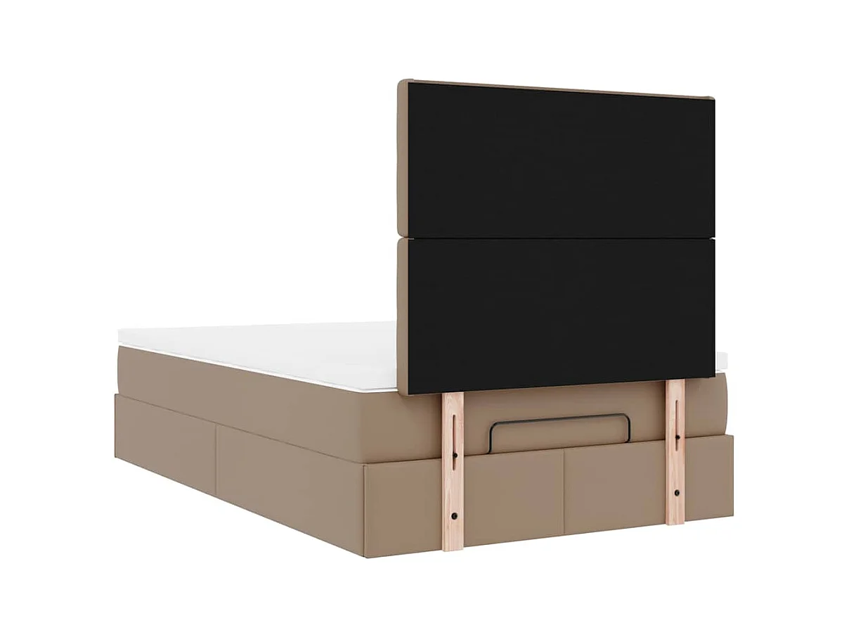 Cadre de lit ottoman et matelas cappuccino 120x200cm similicuir