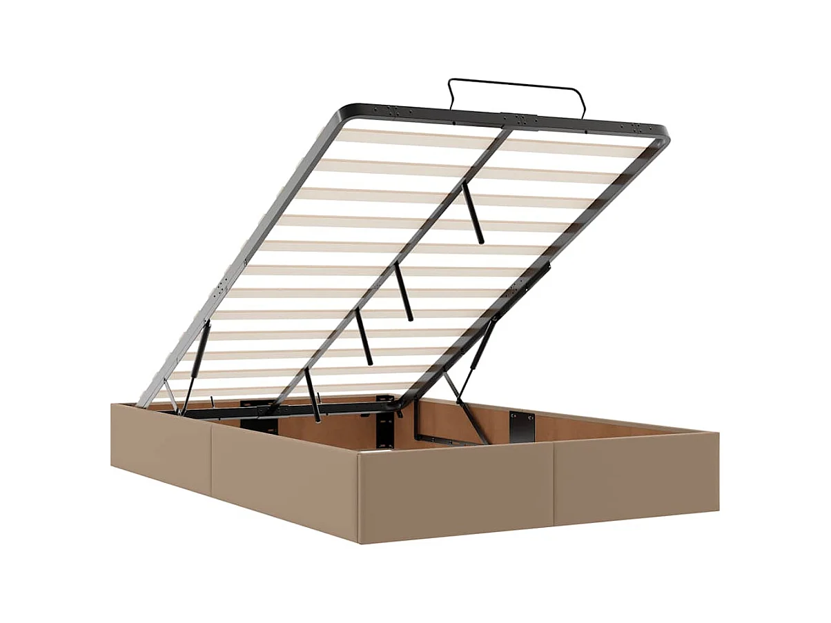 Cadre de lit ottoman et matelas cappuccino 120x200cm similicuir