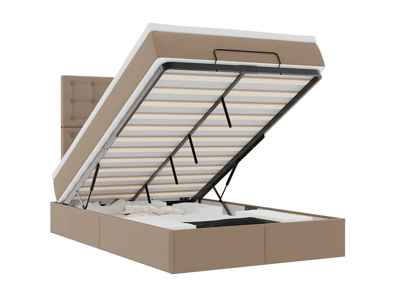 Ottoman bed met matras 120x200cm kunstleer cappuccinokleurig