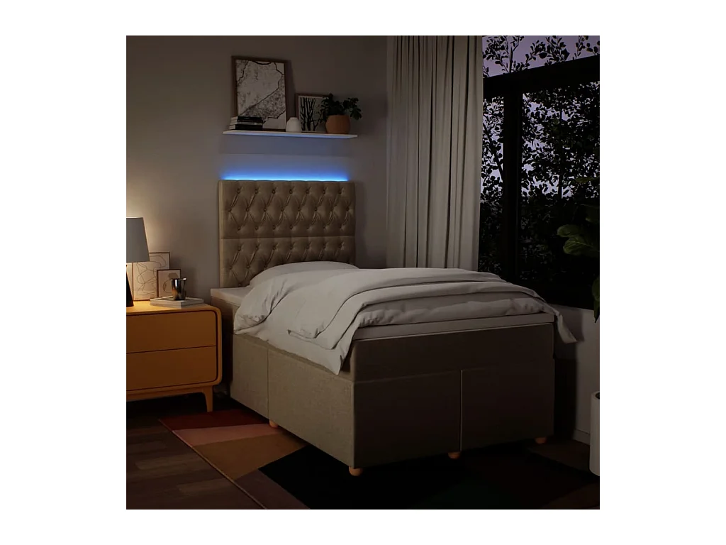 Boxspringbett mit Matratze Creme 120x200 cm Stoff