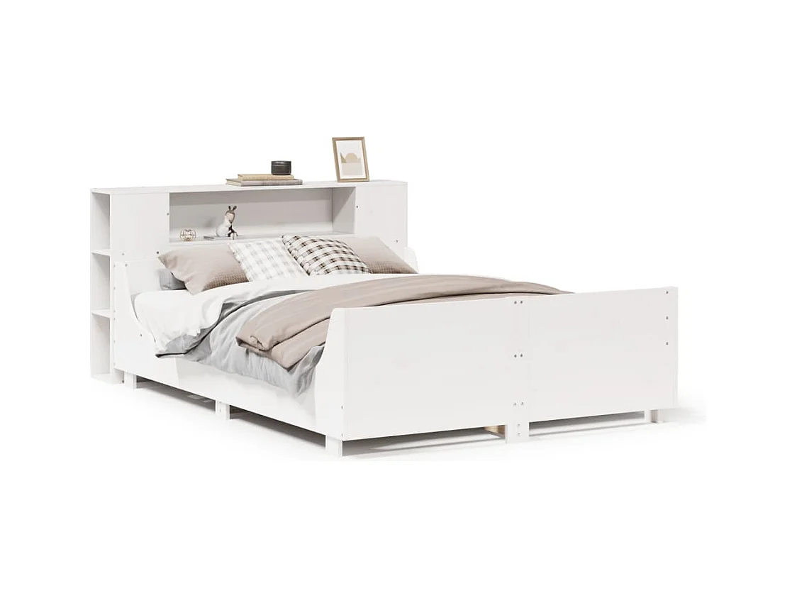 Cadre de lit sans matelas blanc 120x200 cm bois de pin massif