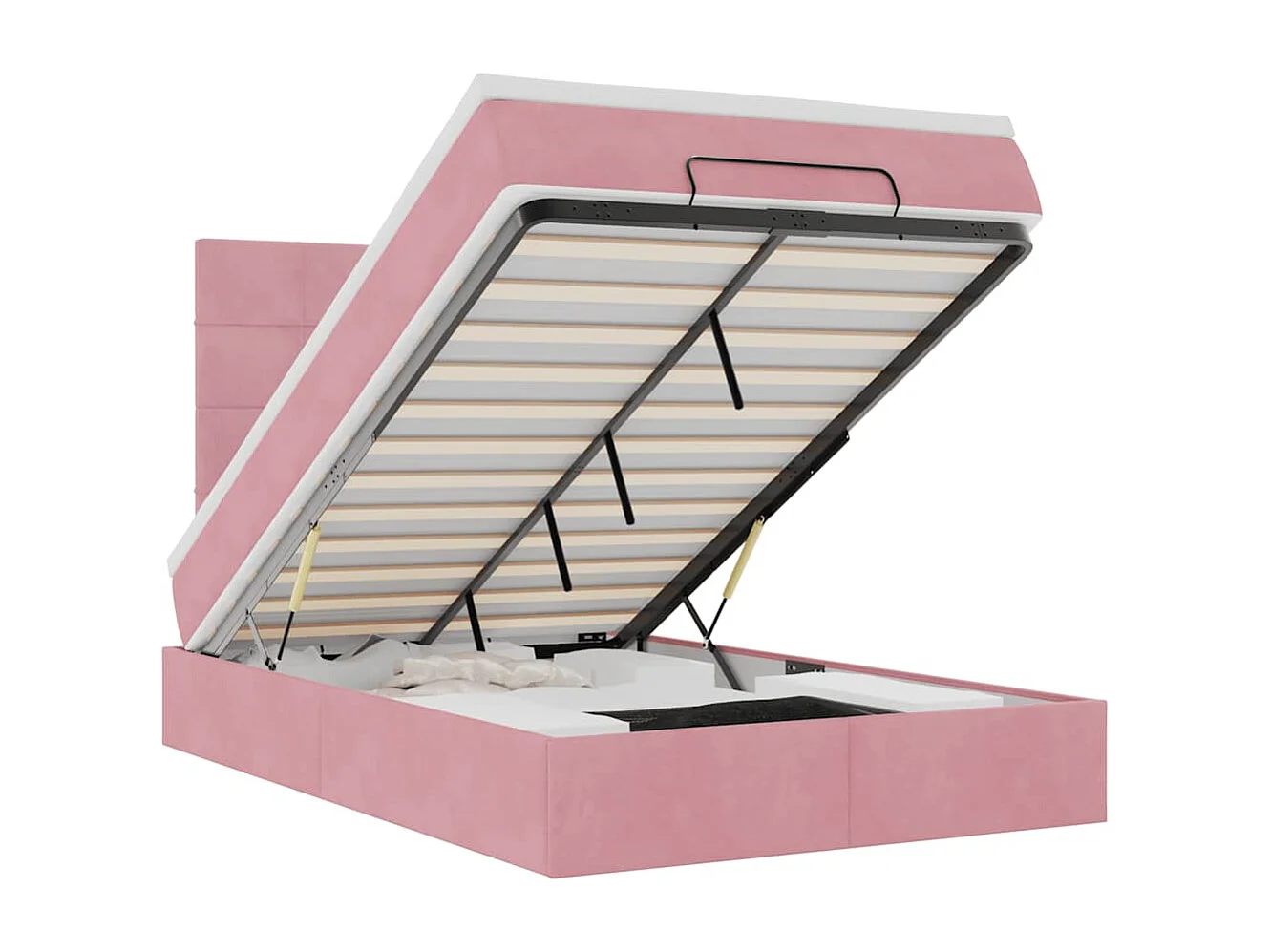 Struttura Letto Pouf con Materassi Rosa 120x190 cm Velluto