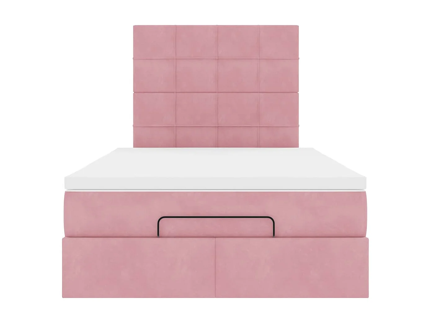 Struttura Letto Pouf con Materassi Rosa 120x190 cm Velluto