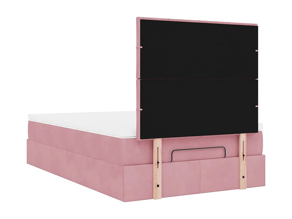 Struttura Letto Pouf con Materassi Rosa 120x190 cm Velluto