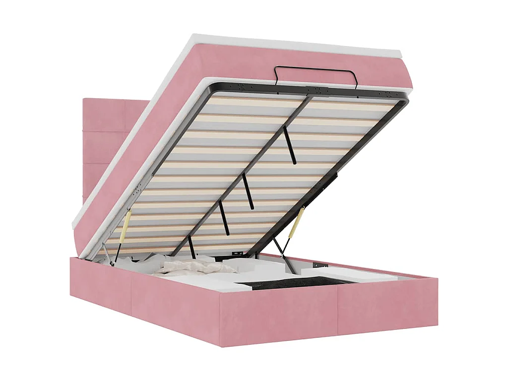Ottoman bed met matrassen 120x190cm fluweel roze