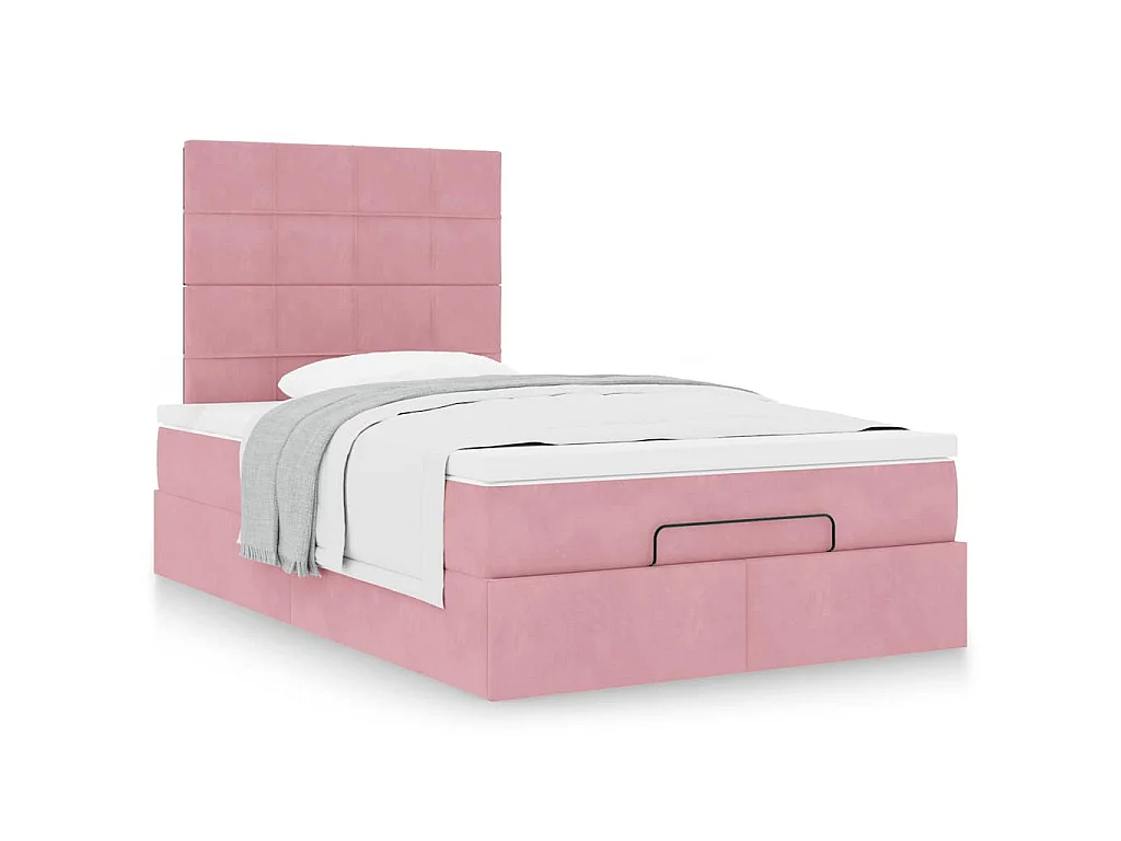 Ottoman bed met matrassen 120x190cm fluweel roze