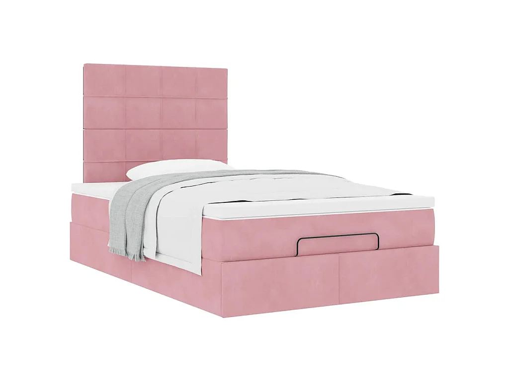 Ottoman bed met matrassen 120x190cm fluweel roze