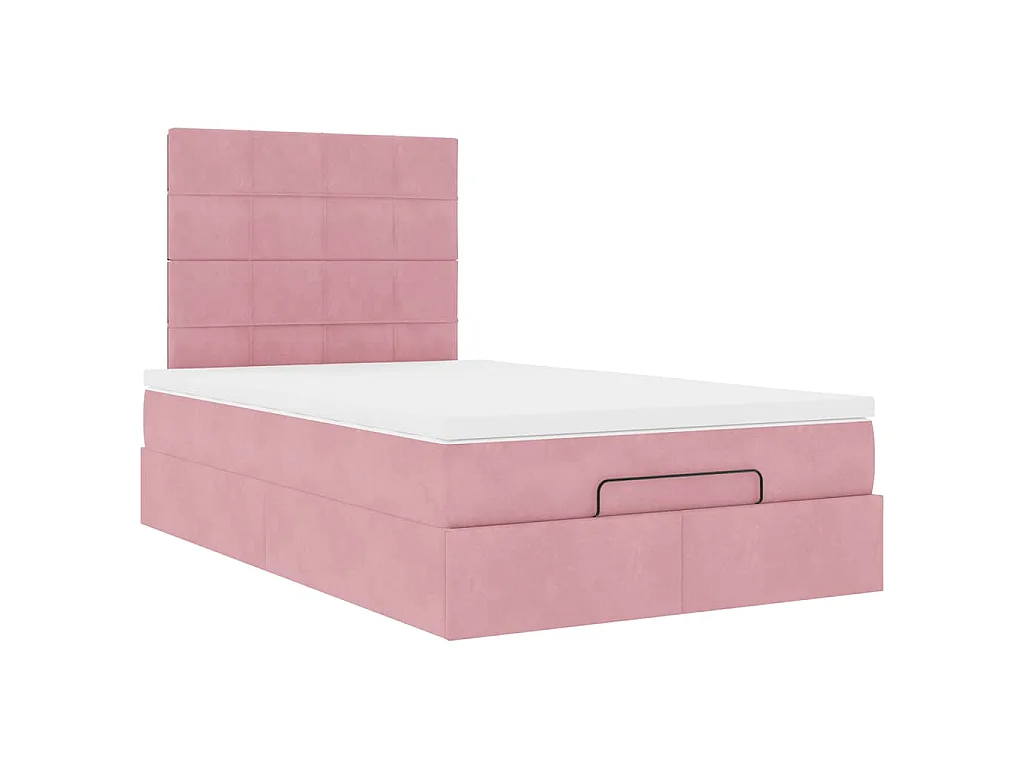 Ottoman bed met matrassen 120x190cm fluweel roze