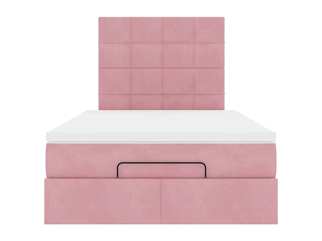 Ottoman bed met matrassen 120x190cm fluweel roze