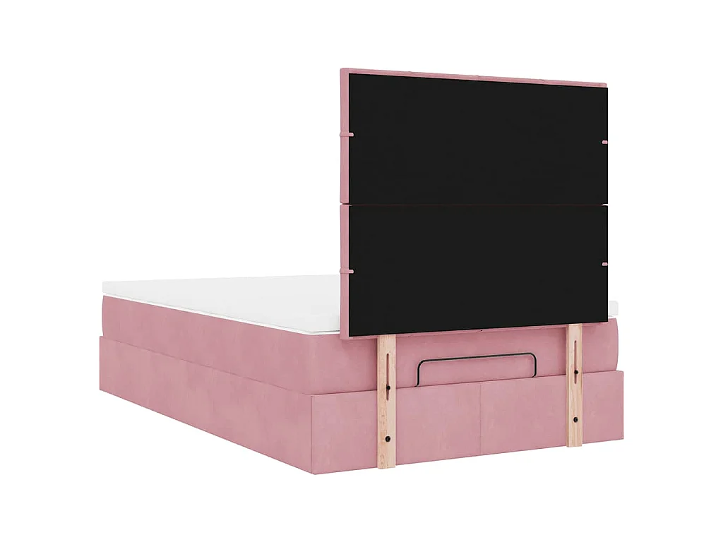 Ottoman bed met matrassen 120x190cm fluweel roze
