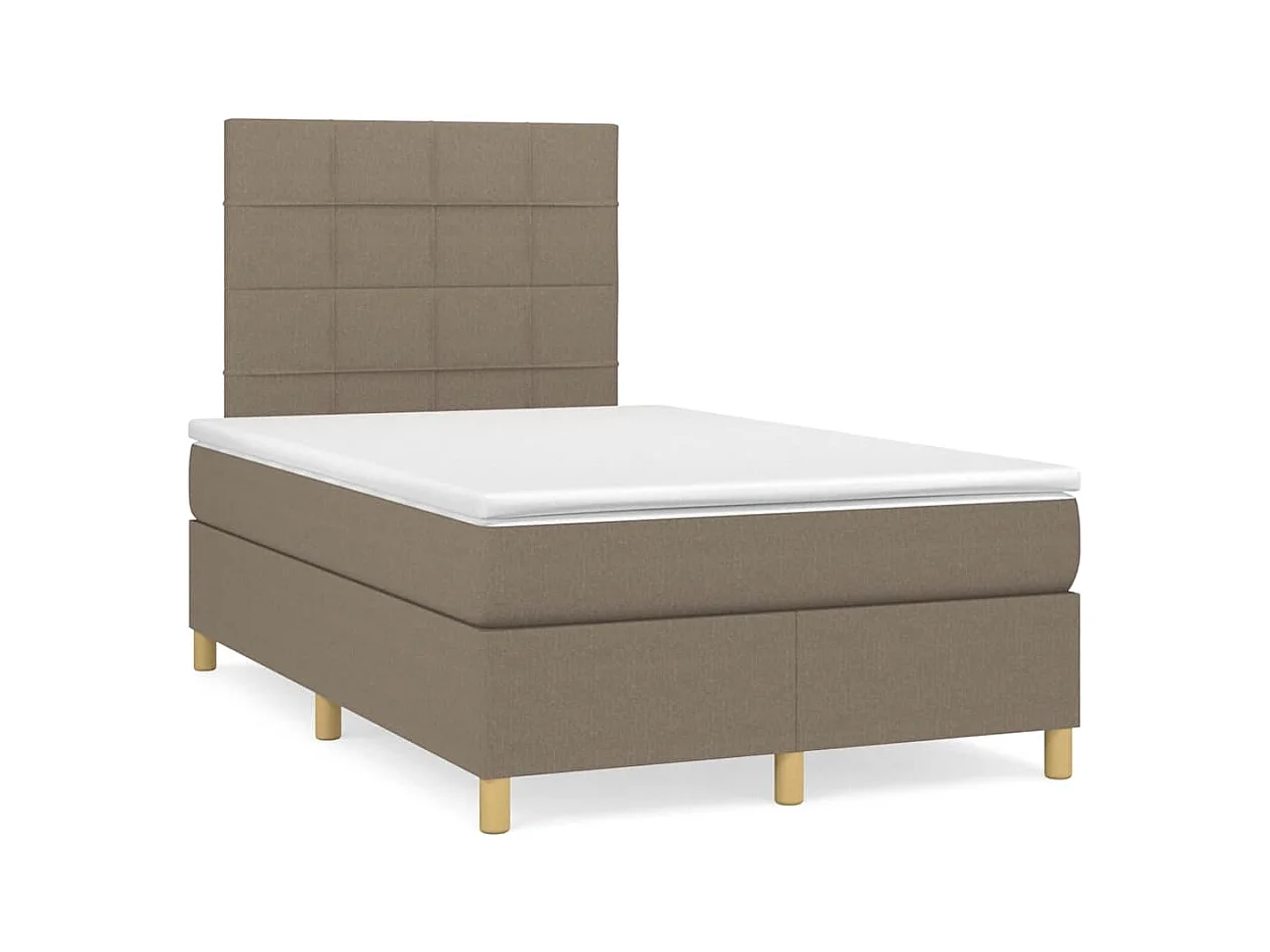 Sommier à lattes de lit matelas et LED taupe 120x190 cm tissu