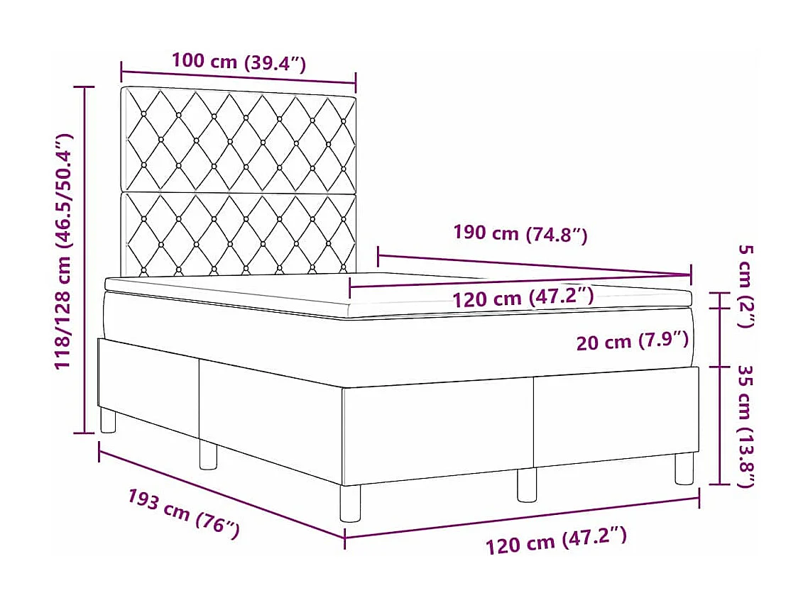 Boxspringbett mit Matratze Dunkelgrün 120 x 190 cm Stoff
