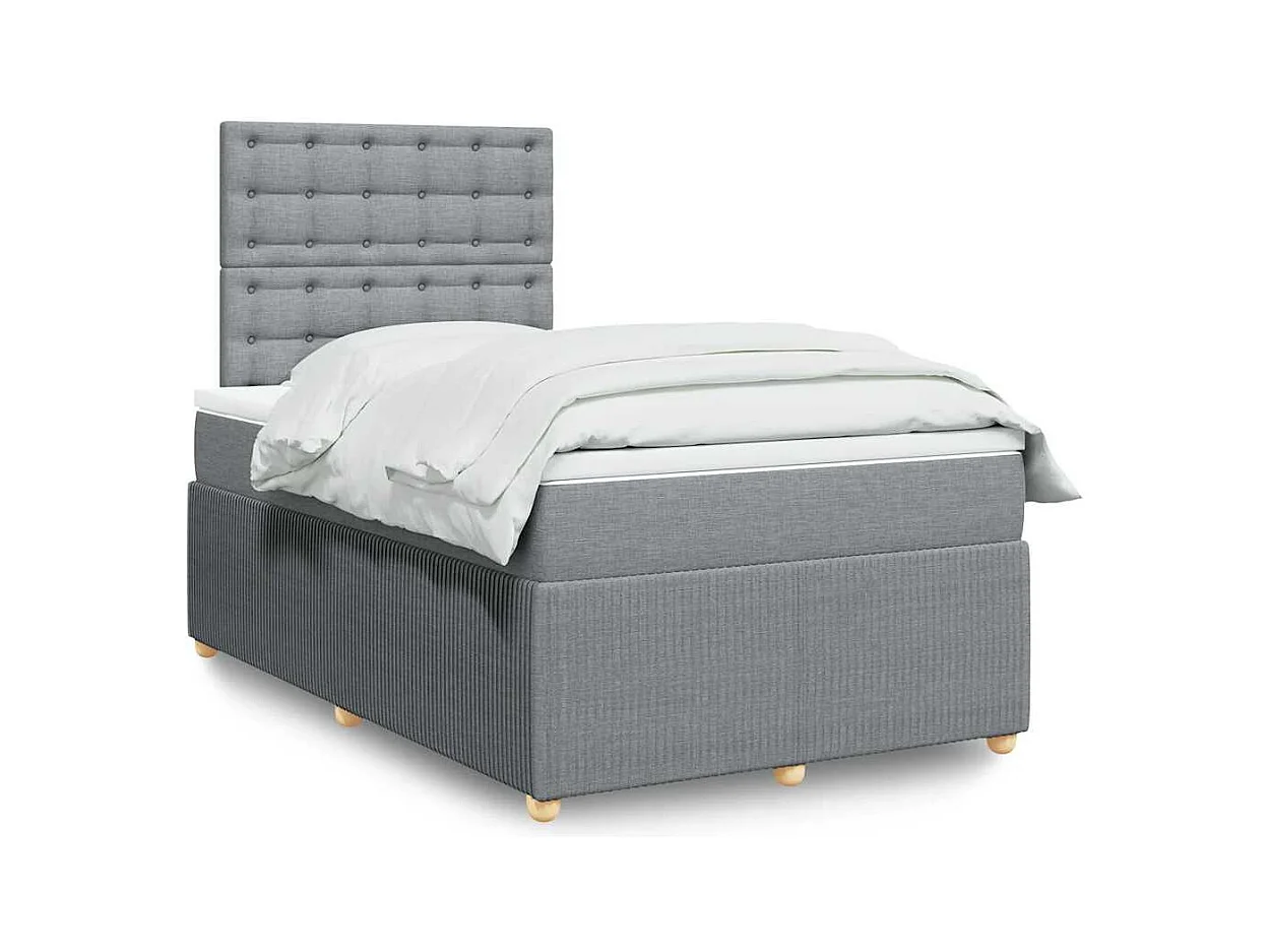 Sommier à lattes de lit et matelas gris clair 120x190 cm tissu