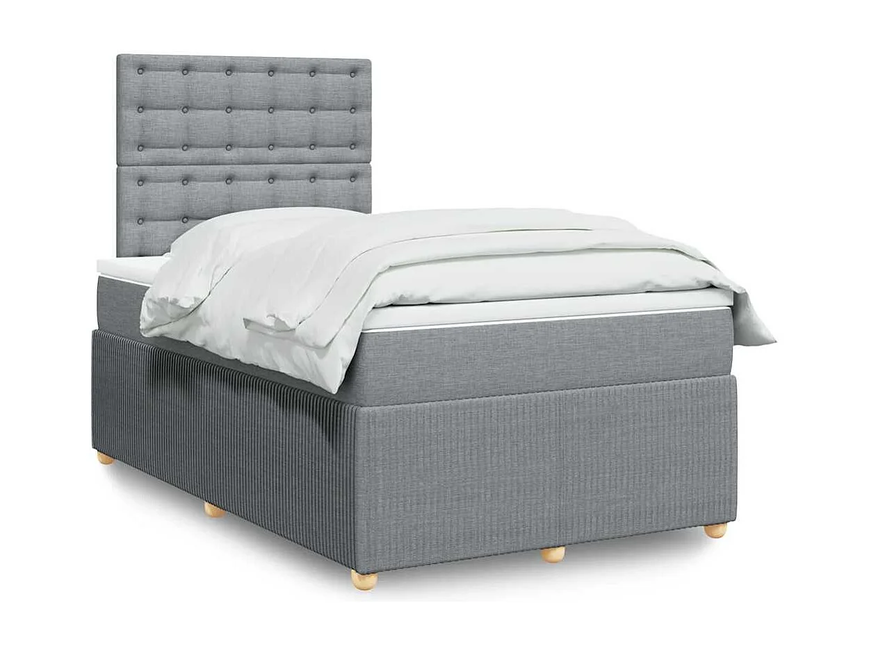 Boxspringbett mit Matratze Hellgrau 120x190 cm Stoff