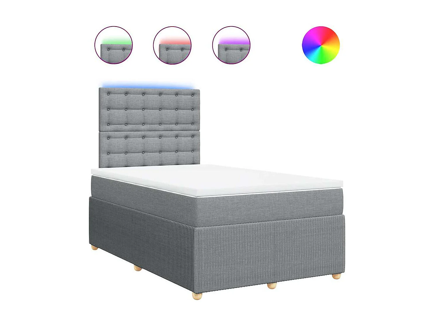 Sommier à lattes de lit et matelas gris clair 120x190 cm tissu