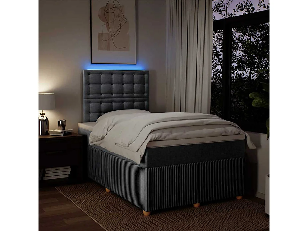 Sommier à lattes de lit et matelas gris clair 120x190 cm tissu