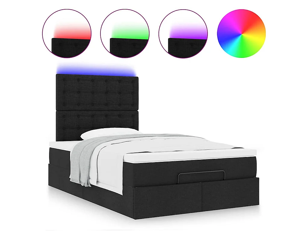 moldura de cama síriaXL otomana com colchão preto tecido