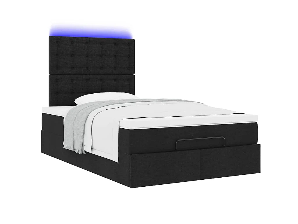 moldura de cama síriaXL otomana com colchão preto tecido