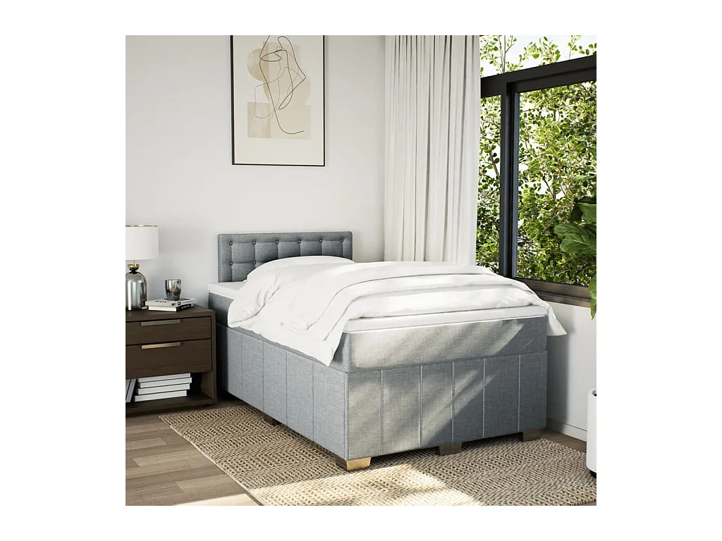 Boxspring met matras stof lichtgrijs 120x190 cm