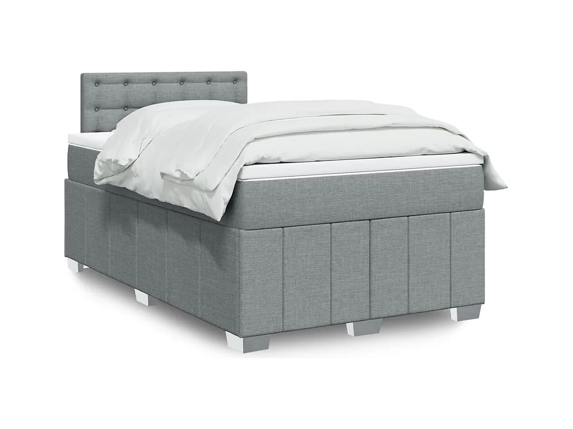 Boxspringbett mit Matratze Hellgrau 120x190 cm Stoff