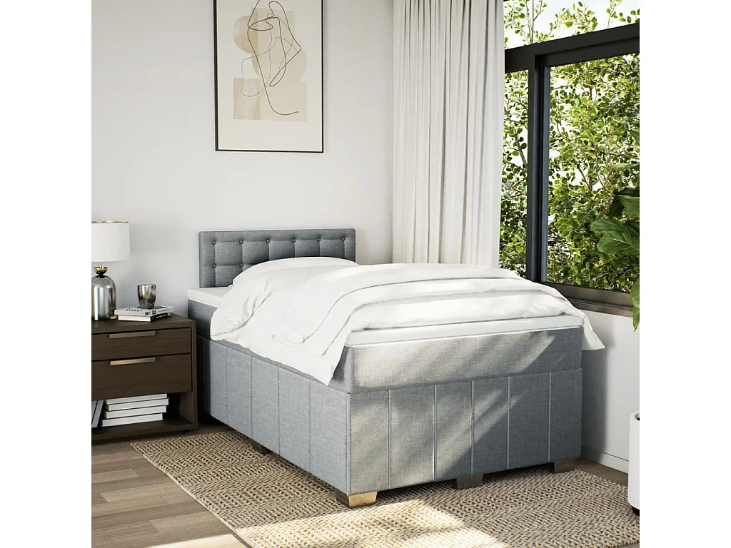 Boxspring met matras stof lichtgrijs 120x190 cm