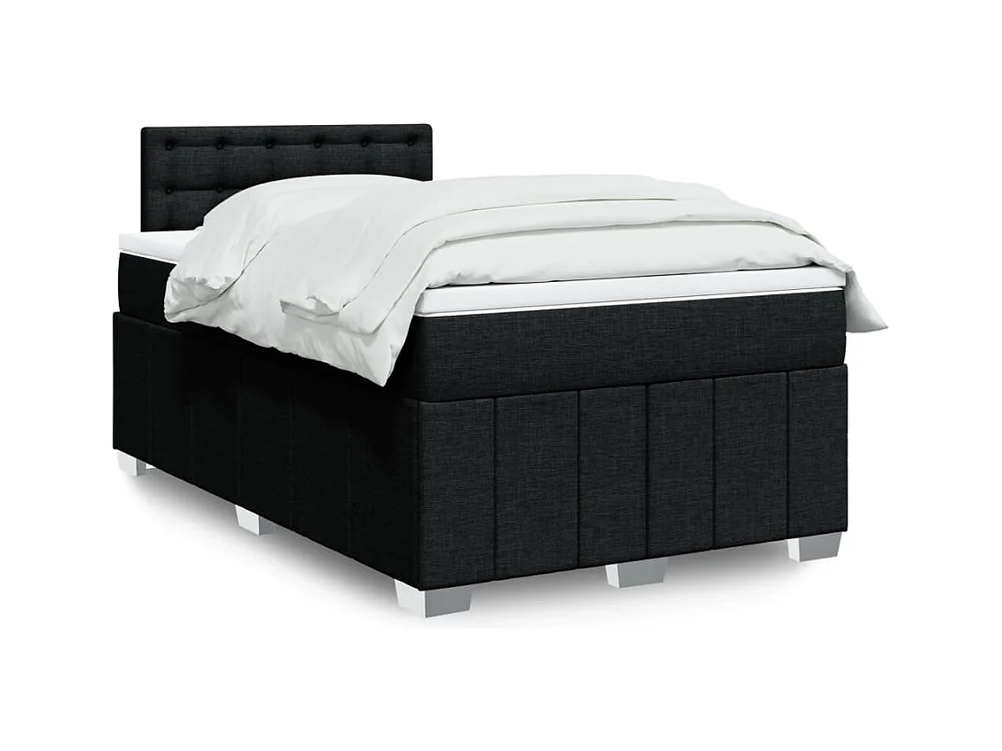 Sommier à lattes de lit avec matelas noir 120x190 cm tissu