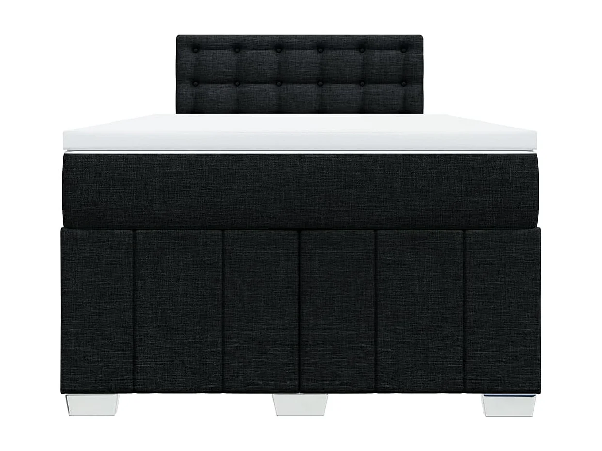 Sommier à lattes de lit avec matelas noir 120x190 cm tissu