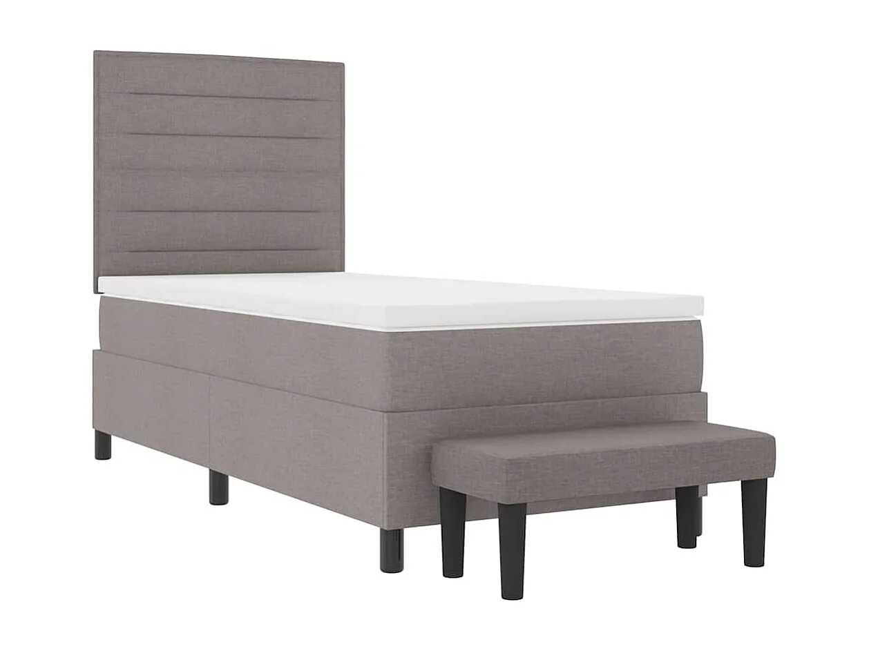 Lit à ressorts avec matelas Taupe 100 x 200 cm tissu