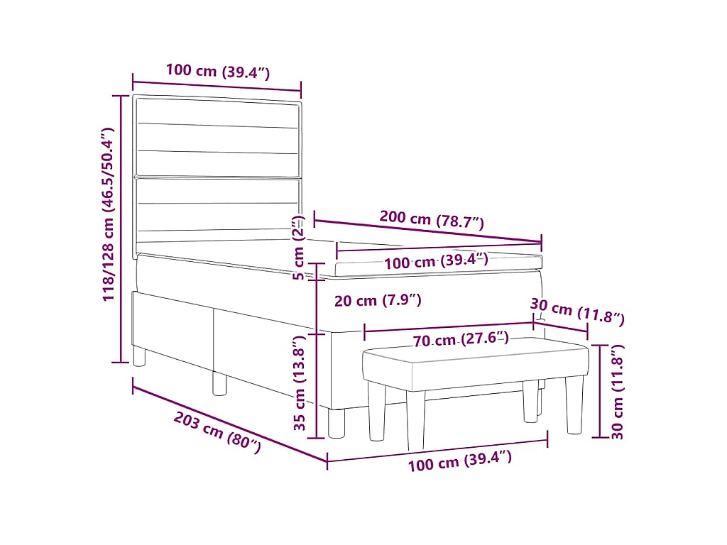 Letto a molle con testiera Talpa 100 x 200 cm Tessuto
