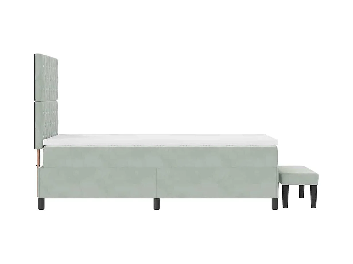 Boxspringbett mit Matratze Hellgrau 100 x 200 cm Samt