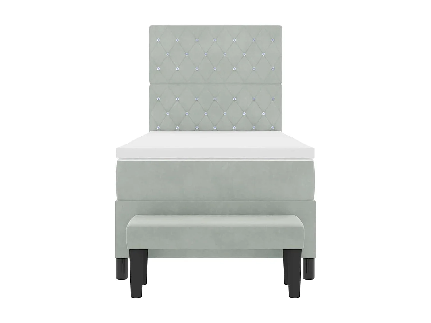 Boxspringbett mit Matratze Hellgrau 100 x 200 cm Samt