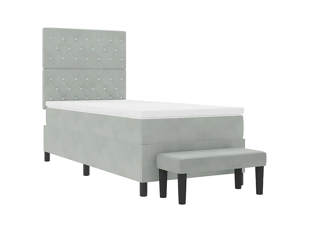 Boxspringbett mit Kopfteil Hellgrau 200 x 100 cm Samt