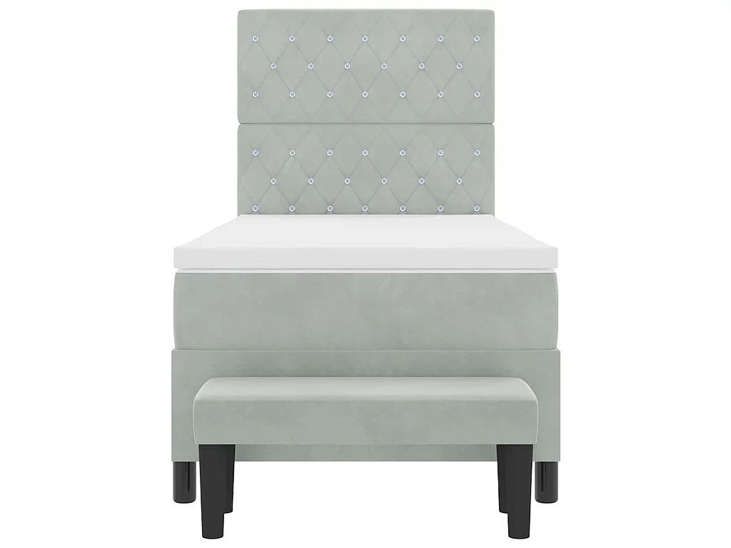 Boxspringbett mit Kopfteil Hellgrau 200 x 100 cm Samt