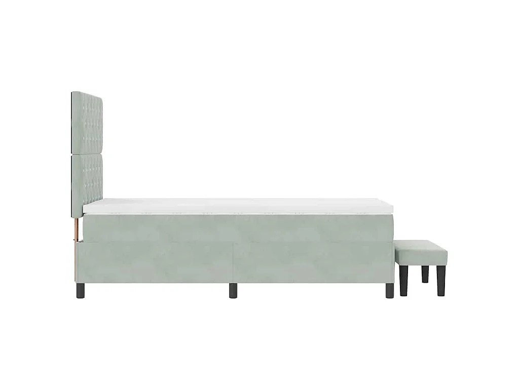 Boxspringbett mit Kopfteil Hellgrau 200 x 100 cm Samt