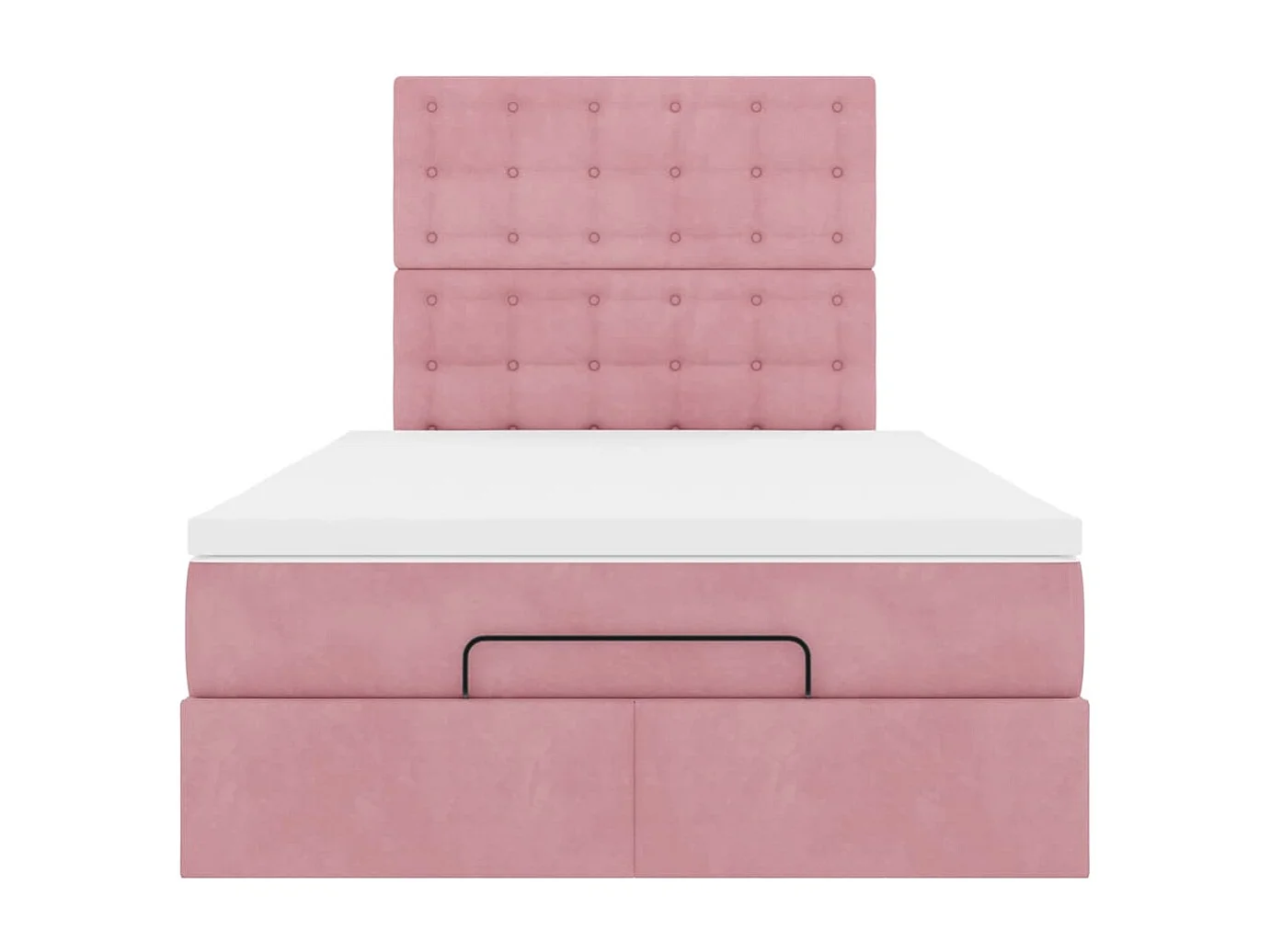 Struttura Letto Pouf con Materassi Rosa 120x190 cm Velluto
