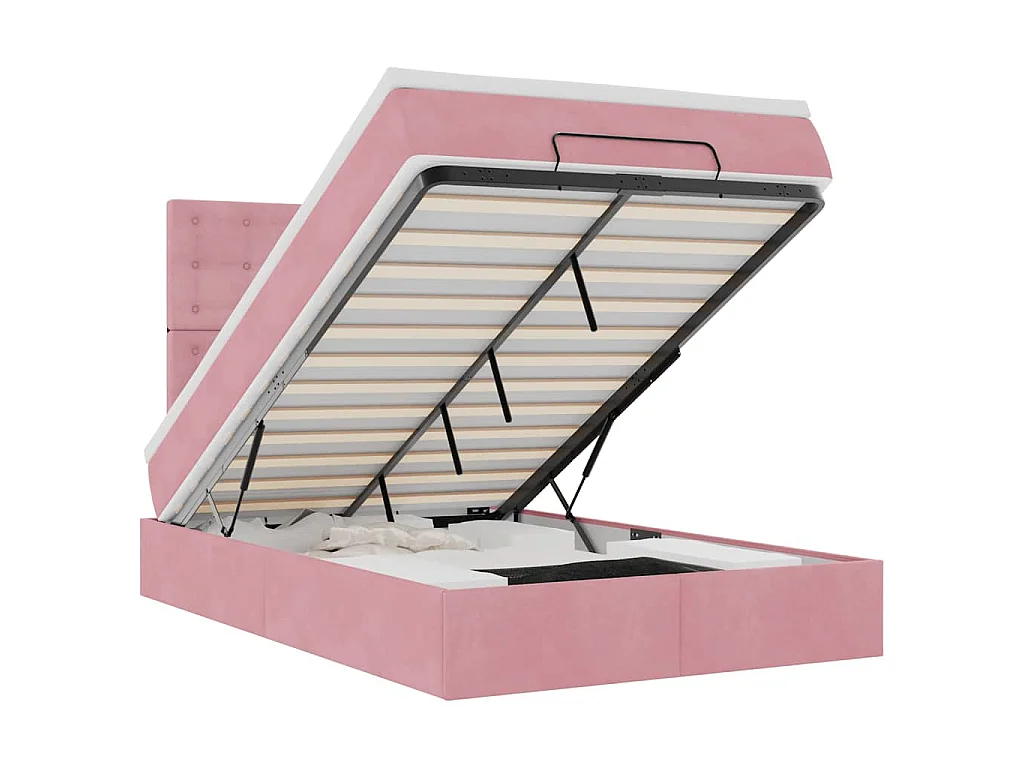 Ottoman bed met matrassen 120x190cm fluweel roze
