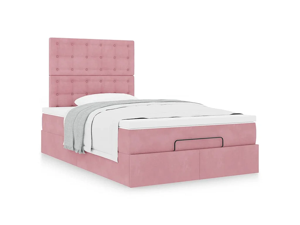 Ottoman bed met matrassen 120x190cm fluweel roze
